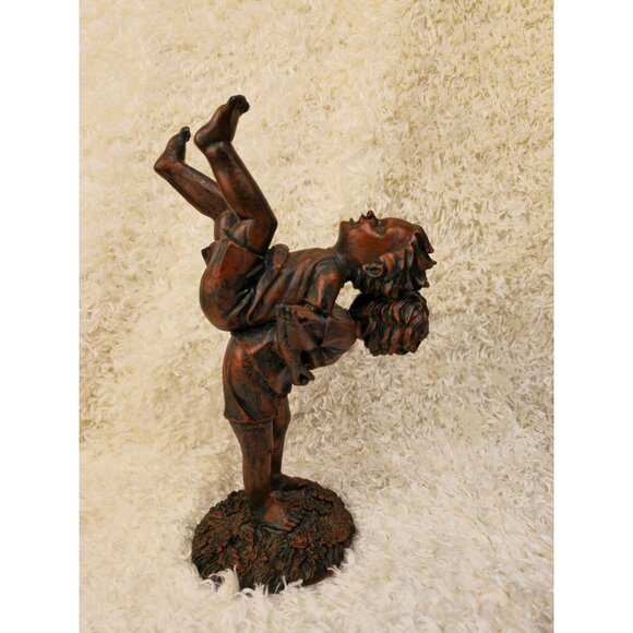 Bronze-Tone Resin Statue Of Children Playing 10.5" Tall Sculpture Rustic Home De - Picture 8 of 15